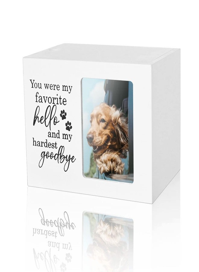 CHONIC Pet Urns for Dogs Ashes, Dog Urns with Photo Frame, Cat Ashes Keepsake Box, Loss of Dog Sympathy Urn, Pet Memorial Gifts, Pet Bereavement Gift, Dog Pass Away Remembrance Gift (White) - Image 1